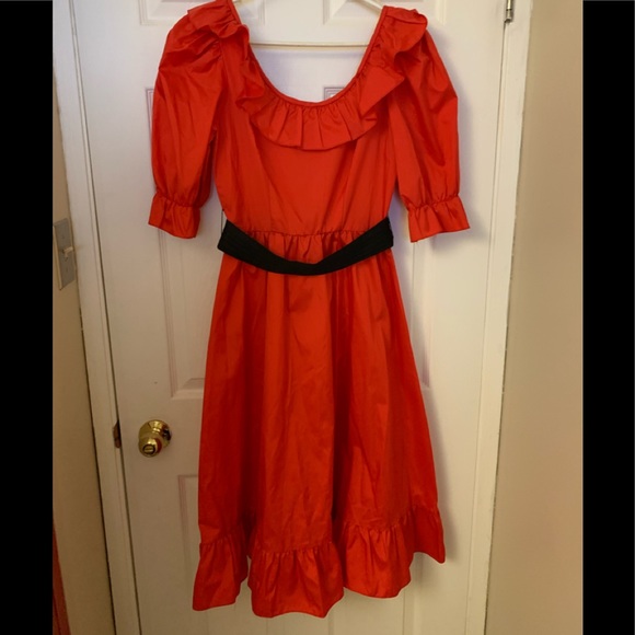 Vintage taffeta red dress with black belt - Picture 5 of 5